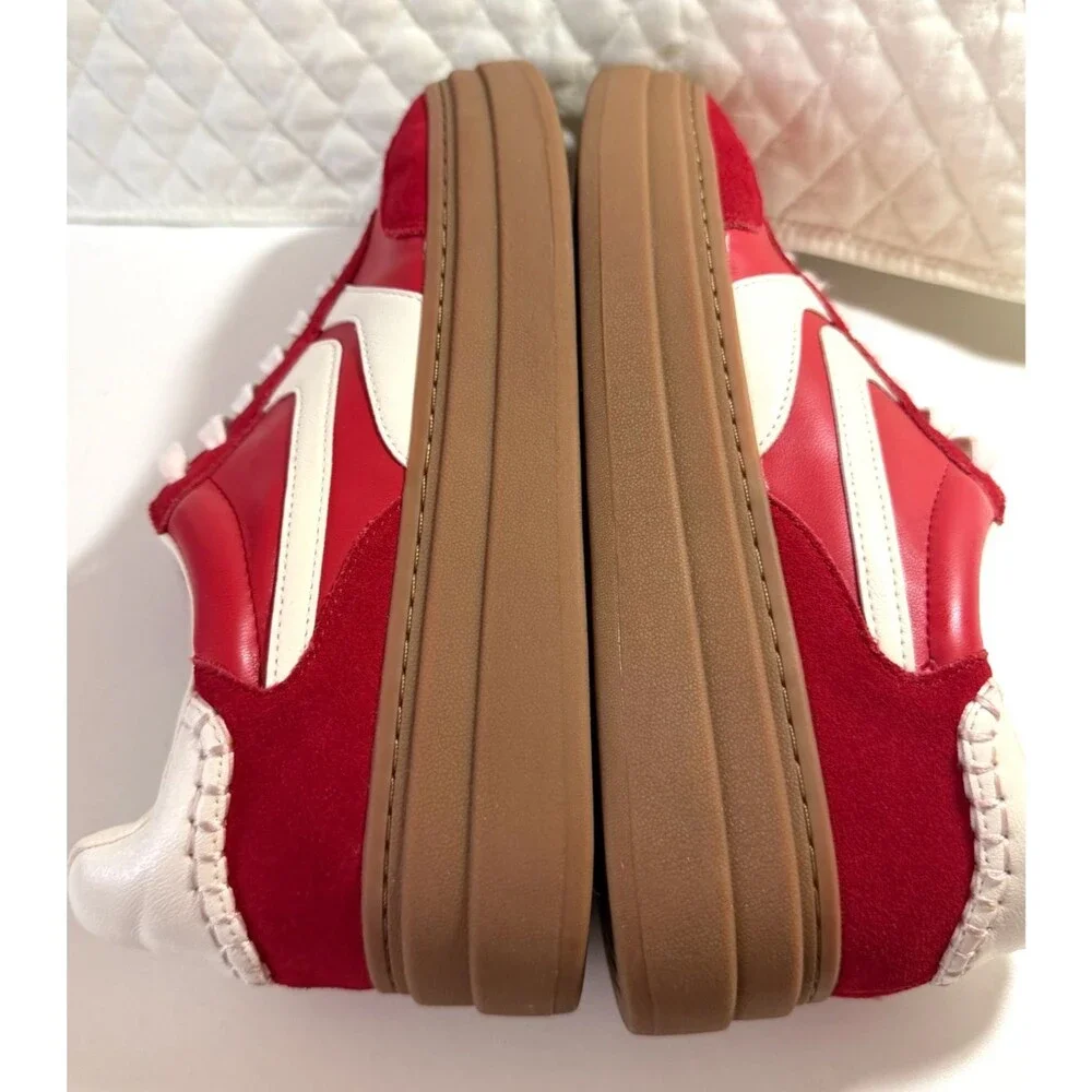 Womens Sneakers Steve Madden  Red  Suede Leather Upper / Platform Sole, Size 9M